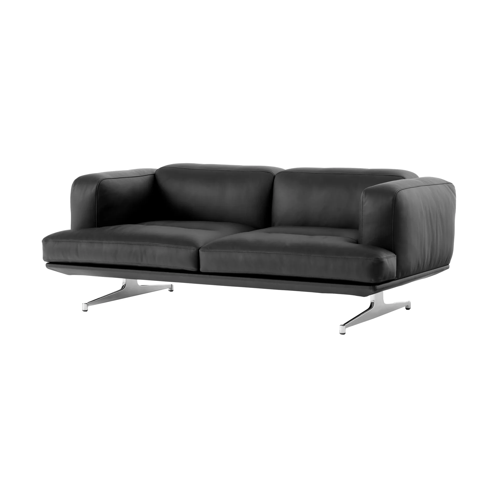 Inland AV22 soffa 2-sits, Noble läder svart-polished alu &Tradition