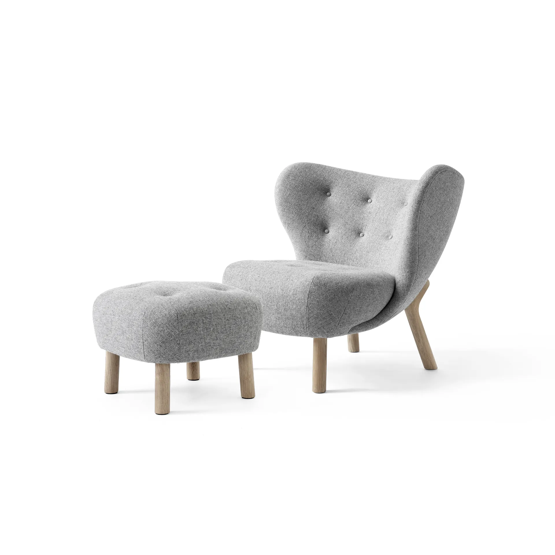 Little Petra VB1 fåtölj inkl. pouf ATD1, Vitoljad ek-Hallingdal &Tradition