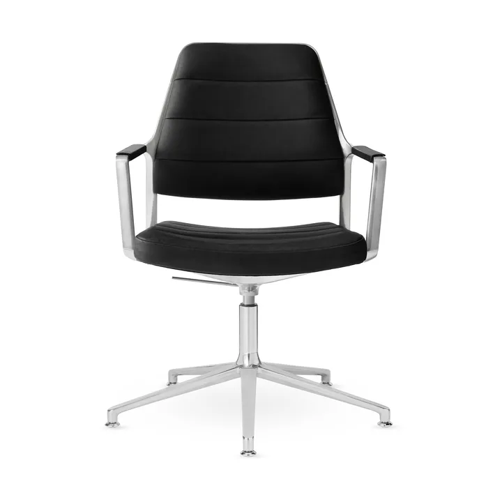 Vipp455+ Swivel chair kontorsstol - Black leather-polished aluminium - Vipp