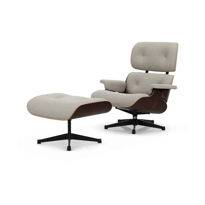 Eames Lounge Chair & Ottoman new dimensions - 01 Ivory-pearl-05 sant. palisander-pol.steel-black - Vitra