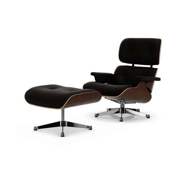 Eames Lounge Chair & Ottoman new dimensions - 68 Chocolate-32 walnut dark-pol. steel - Vitra