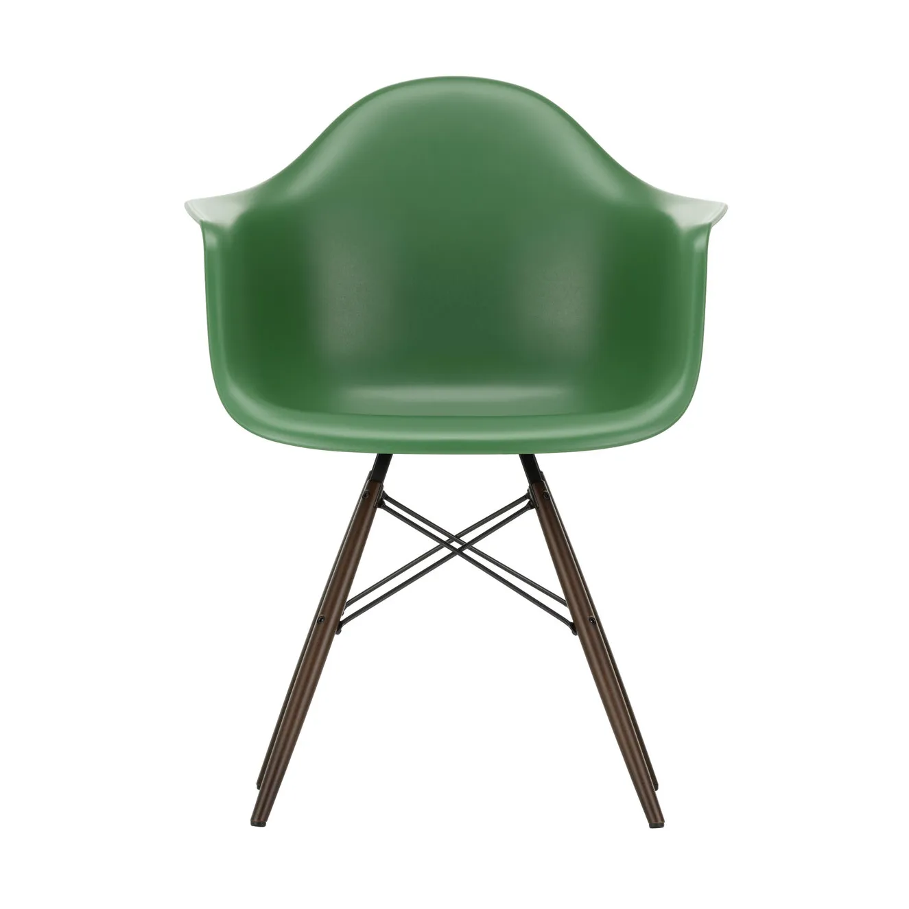 Eames Plastic Armchair RE DAW stol, 17 emerald -dark maple Vitra