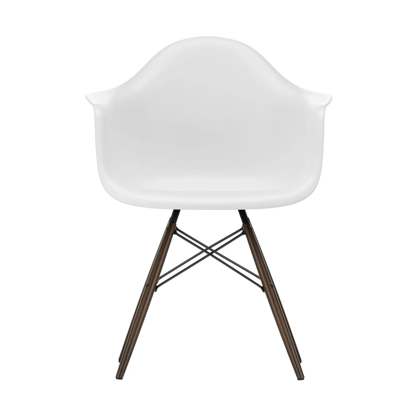 Eames Plastic Armchair RE DAW stol, 85 cotton white-dark maple Vitra