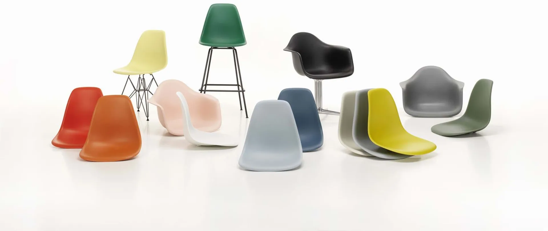 Eames Plastic Side Chair RE DSR stol, White-basic dark Vitra