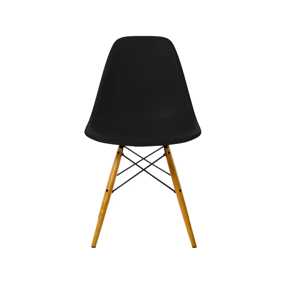 Eames Plastic Side Chair RE DSW stol, 12 deep black-golden maple Vitra