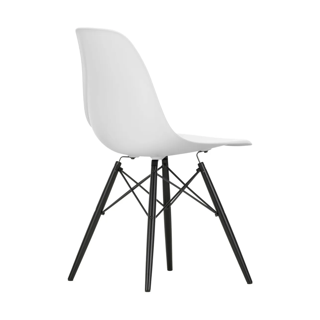 Eames Plastic Side Chair RE DSW stol, 85 cotton white-black maple Vitra