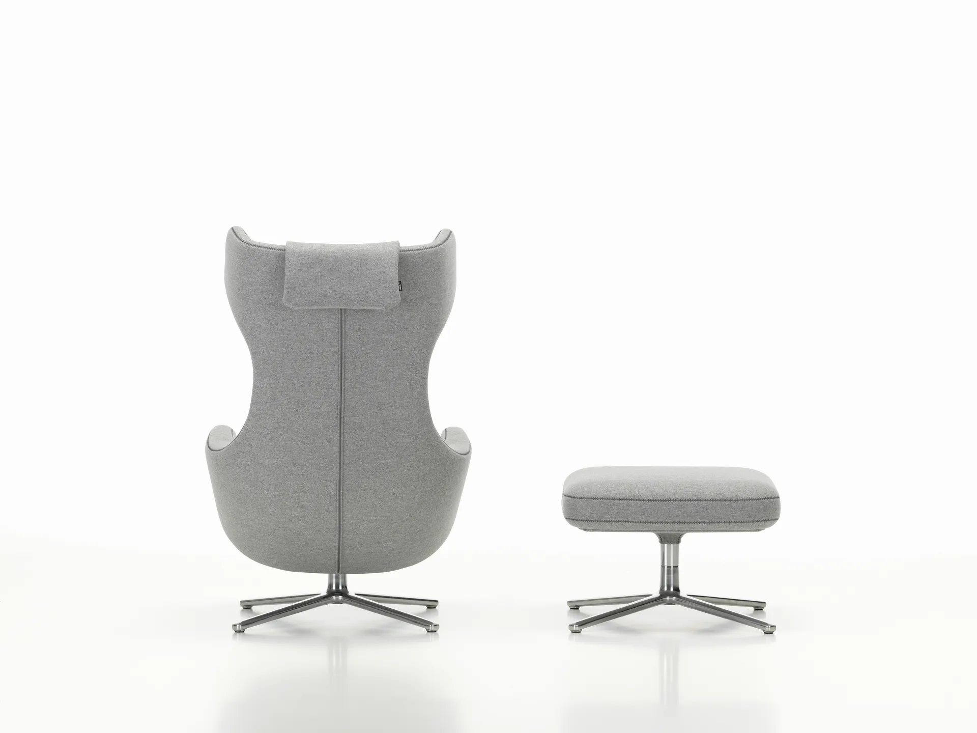 Grand Repos fåtölj & Ottoman aluminiumstativ, Cosy 2 pebble grey Vitra