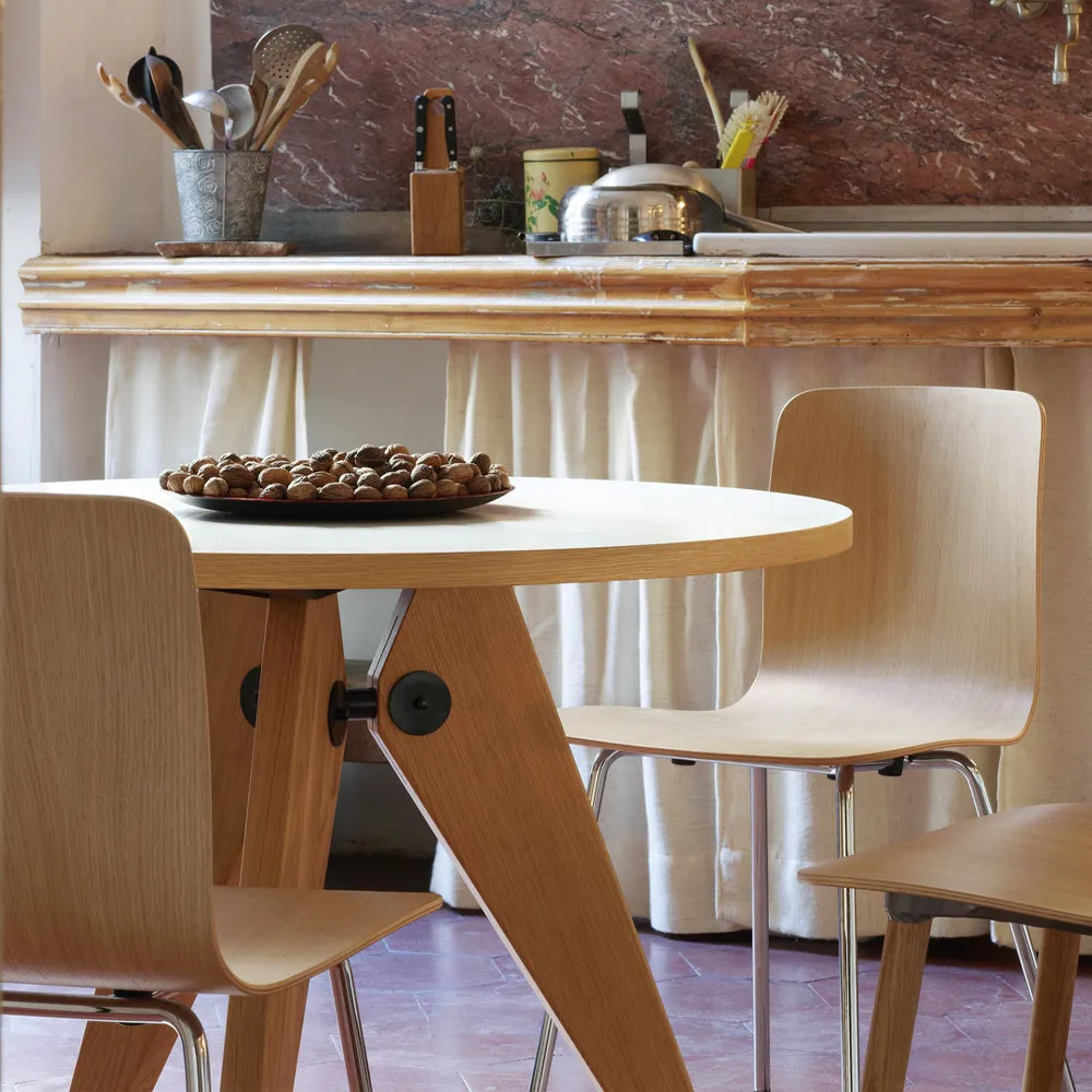 Guéridon matbord, Dark oak ø90cm Vitra