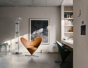 Heart Cone Chair fåtölj - Cento dark red melange-rostfritt stål - Vitra