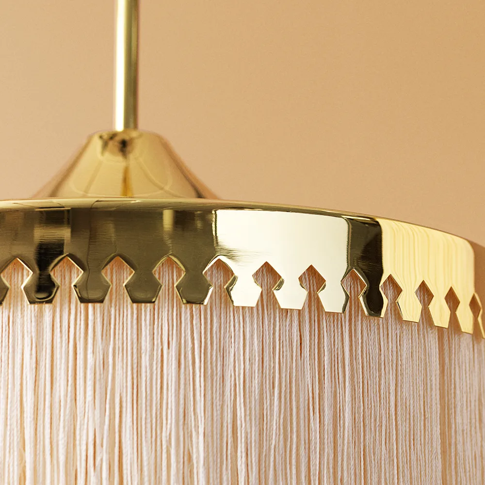 Fringe pendel, cream white, liten Warm Nordic