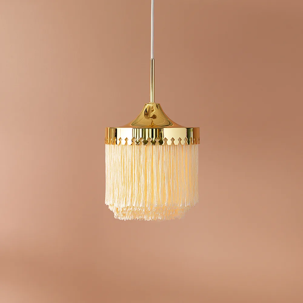 Fringe pendel, cream white, stor Warm Nordic