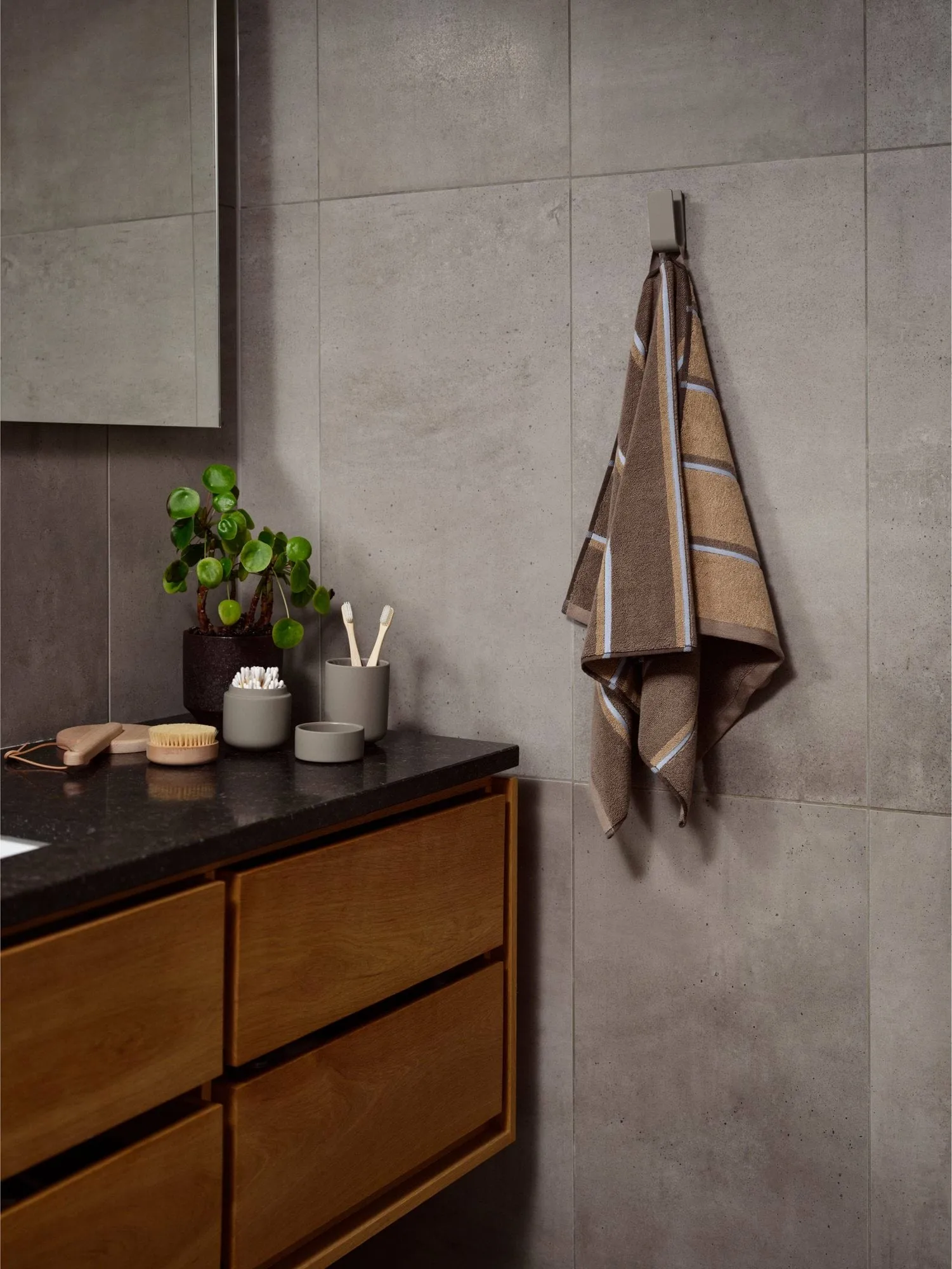 Sauna Handduk, Taupe-camel-sky blue, 50x100 cm Zone Denmark