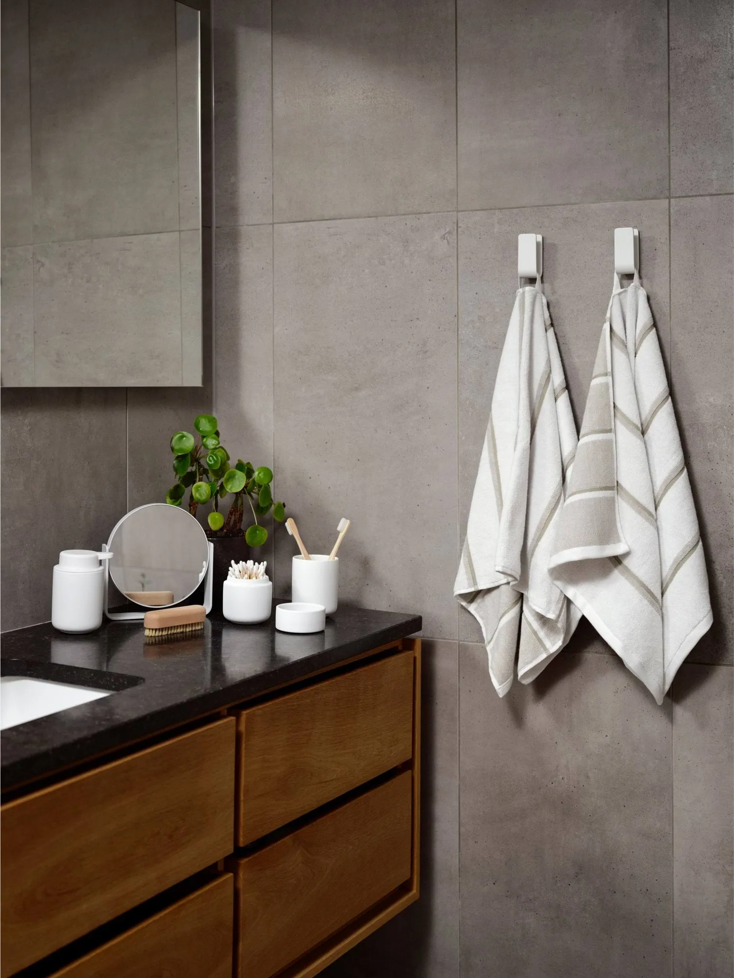 Sauna Handduk, White-soft grey-eucalyptus, 50x100 cm Zone Denmark
